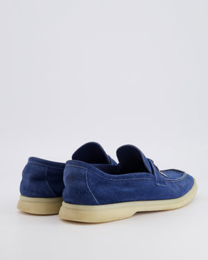 Loro Piana Blue Suede Summer Charms Walk Loafers Size EU 39.5