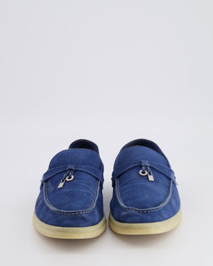 Loro Piana Blue Suede Summer Charms Walk Loafers Size EU 39.5