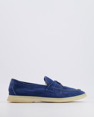 Loro Piana Blue Suede Summer Charms Walk Loafers Size EU 39.5