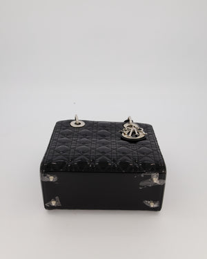 Christian Dior Black Patent Medium Lady Dior Bag with Silver Hardware
