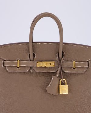 Hermès Birkin 25 Retourne Bag in Etoupe Togo Leather with Gold Hardware