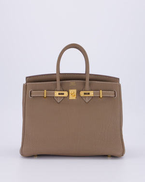 Hermès Birkin 25 Retourne Bag in Etoupe Togo Leather with Gold Hardware