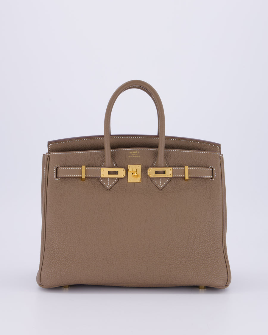 Hermès Birkin 25 Retourne Bag in Etoupe Togo Leather with Gold Hardware