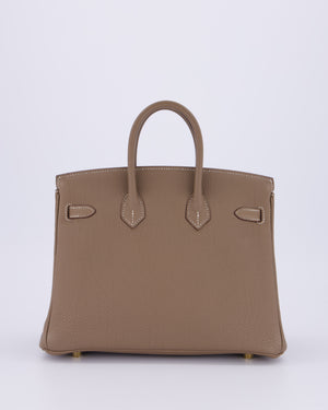 Hermès Birkin 25 Retourne Bag in Etoupe Togo Leather with Gold Hardware