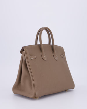 Hermès Birkin 25 Retourne Bag in Etoupe Togo Leather with Gold Hardware