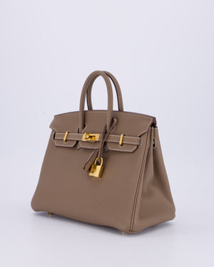 Hermès Birkin 25 Retourne Bag in Etoupe Togo Leather with Gold Hardware
