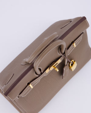 Hermès Birkin 25 Retourne Bag in Etoupe Togo Leather with Gold Hardware