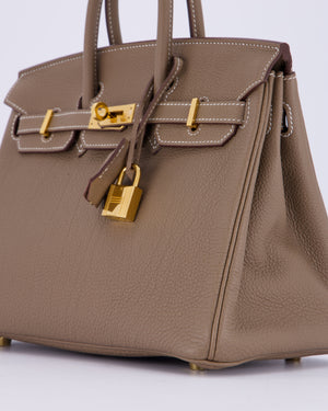 Hermès Birkin 25 Retourne Bag in Etoupe Togo Leather with Gold Hardware