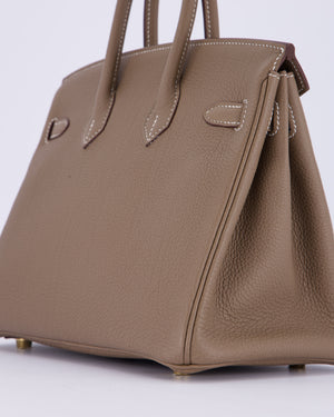 Hermès Birkin 25 Retourne Bag in Etoupe Togo Leather with Gold Hardware
