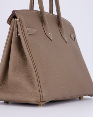 Hermès Birkin 25 Retourne Bag in Etoupe Togo Leather with Gold Hardware