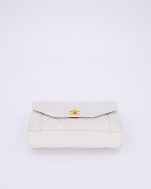 *RARE* Chanel Vintage Mini Diana Flap Bag in White Lambskin Leather with 24K Gold Hardware