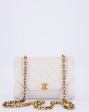 *RARE* Chanel Vintage Mini Diana Flap Bag in White Lambskin Leather with 24K Gold Hardware