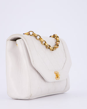 *RARE* Chanel Vintage Mini Diana Flap Bag in White Lambskin Leather with 24K Gold Hardware