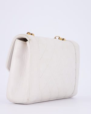*RARE* Chanel Vintage Mini Diana Flap Bag in White Lambskin Leather with 24K Gold Hardware
