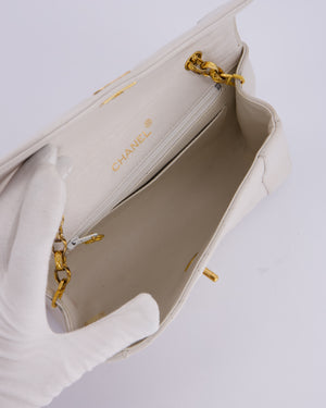 *RARE* Chanel Vintage Mini Diana Flap Bag in White Lambskin Leather with 24K Gold Hardware