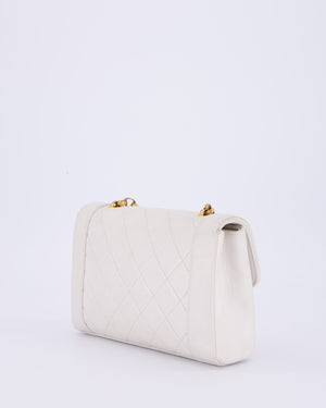 *RARE* Chanel Vintage Mini Diana Flap Bag in White Lambskin Leather with 24K Gold Hardware