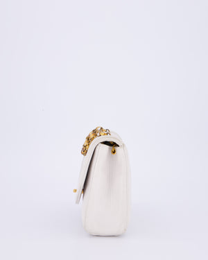 *RARE* Chanel Vintage Mini Diana Flap Bag in White Lambskin Leather with 24K Gold Hardware