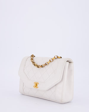 *RARE* Chanel Vintage Mini Diana Flap Bag in White Lambskin Leather with 24K Gold Hardware