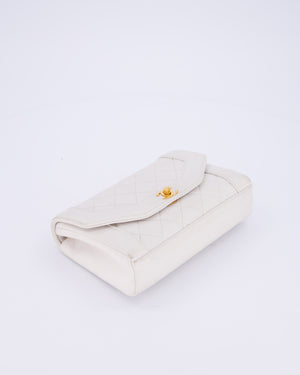 *RARE* Chanel Vintage Mini Diana Flap Bag in White Lambskin Leather with 24K Gold Hardware