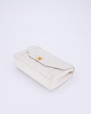 *RARE* Chanel Vintage Mini Diana Flap Bag in White Lambskin Leather with 24K Gold Hardware