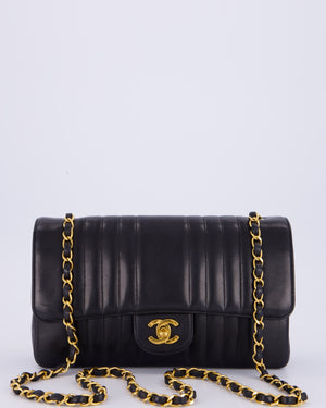 Chanel Black Vintage Mademoiselle Medium Lambskin Single Flap Bag with 24K Gold Hardware