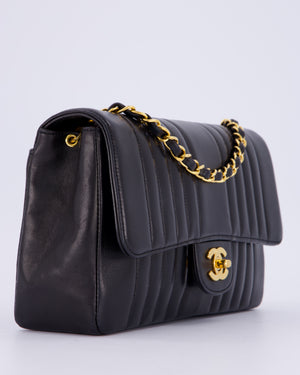 Chanel Black Vintage Mademoiselle Medium Lambskin Single Flap Bag with 24K Gold Hardware
