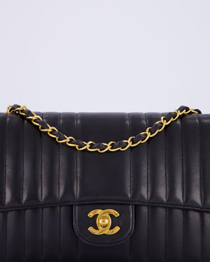 Chanel Black Vintage Mademoiselle Medium Lambskin Single Flap Bag with 24K Gold Hardware