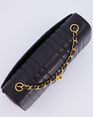 Chanel Black Vintage Mademoiselle Medium Lambskin Single Flap Bag with 24K Gold Hardware