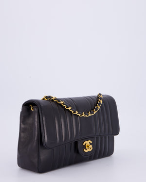 Chanel Black Vintage Mademoiselle Medium Lambskin Single Flap Bag with 24K Gold Hardware