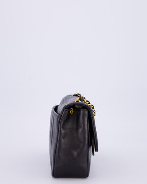 Chanel Black Vintage Mademoiselle Medium Lambskin Single Flap Bag with 24K Gold Hardware
