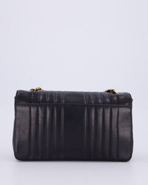 Chanel Black Vintage Mademoiselle Medium Lambskin Single Flap Bag with 24K Gold Hardware