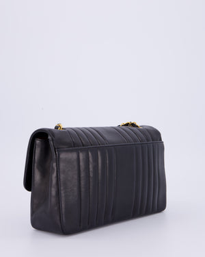 Chanel Black Vintage Mademoiselle Medium Lambskin Single Flap Bag with 24K Gold Hardware