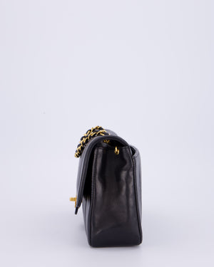 Chanel Black Vintage Mademoiselle Medium Lambskin Single Flap Bag with 24K Gold Hardware