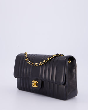 Chanel Black Vintage Mademoiselle Medium Lambskin Single Flap Bag with 24K Gold Hardware