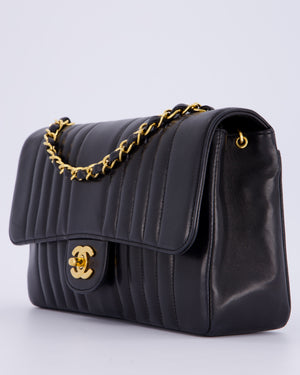 Chanel Black Vintage Mademoiselle Medium Lambskin Single Flap Bag with 24K Gold Hardware
