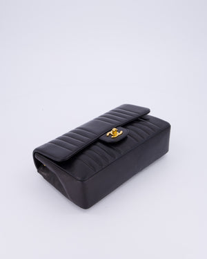 Chanel Black Vintage Mademoiselle Medium Lambskin Single Flap Bag with 24K Gold Hardware