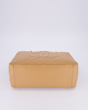 Chanel Caramel Caviar GST Grand Shopper Tote Bag with Gold Hardware