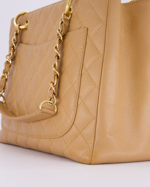 Chanel Caramel Caviar GST Grand Shopper Tote Bag with Gold Hardware