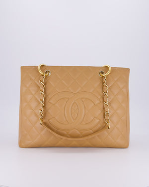 Chanel Caramel Caviar GST Grand Shopper Tote Bag with Gold Hardware