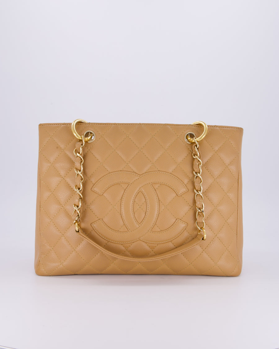 Chanel Caramel Caviar GST Grand Shopper Tote Bag with Gold Hardware