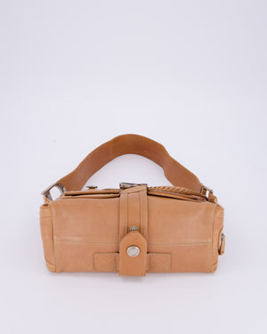 Christian Dior Beige Vintage 2005 Flight Line Medium Hobo Shoulder Bag in Calfskin Leather with Antique Silver Hardware