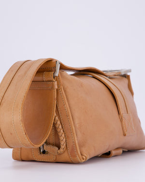 Christian Dior Beige Vintage 2005 Flight Line Medium Hobo Shoulder Bag in Calfskin Leather with Antique Silver Hardware