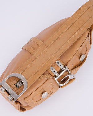 Christian Dior Beige Vintage 2005 Flight Line Medium Hobo Shoulder Bag in Calfskin Leather with Antique Silver Hardware