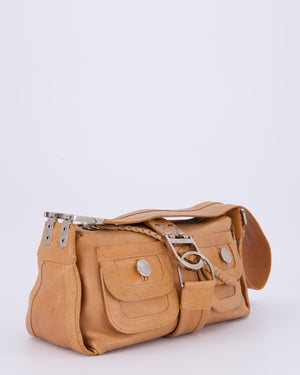 Christian Dior Beige Vintage 2005 Flight Line Medium Hobo Shoulder Bag in Calfskin Leather with Antique Silver Hardware