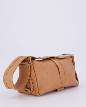 Christian Dior Beige Vintage 2005 Flight Line Medium Hobo Shoulder Bag in Calfskin Leather with Antique Silver Hardware