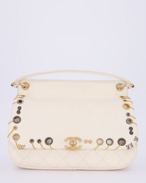 Chanel White Piercing Chic Crossbody Bag in Caviar Leather With Mixed Hardware