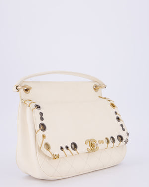 Chanel White Piercing Chic Crossbody Bag in Caviar Leather With Mixed Hardware