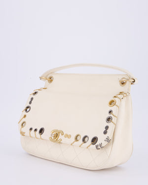 Chanel White Piercing Chic Crossbody Bag in Caviar Leather With Mixed Hardware