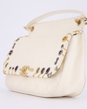 Chanel White Piercing Chic Crossbody Bag in Caviar Leather With Mixed Hardware