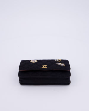 Chanel Black Métiers des Arts Paris-Hamburg Wallet On Chain Bag In Wool With Nautical Charms And Burgundy Lambskin Leather Strap